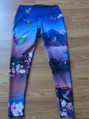Third Eye Threads Hummingbird & Cherry Blossom Zen Yoga Pants
